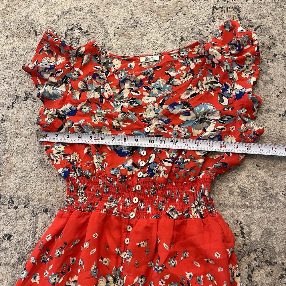 Miss Me Vibrant Maxi M Smocked Button Flowy Tiered Floral All Over Print Garden - Picture 7 of 7